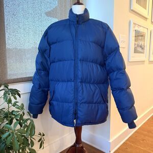VINTAGE Frostline Mens Large Puffer Coat Blue Down Ski‎ Parka Outdoors Hiking